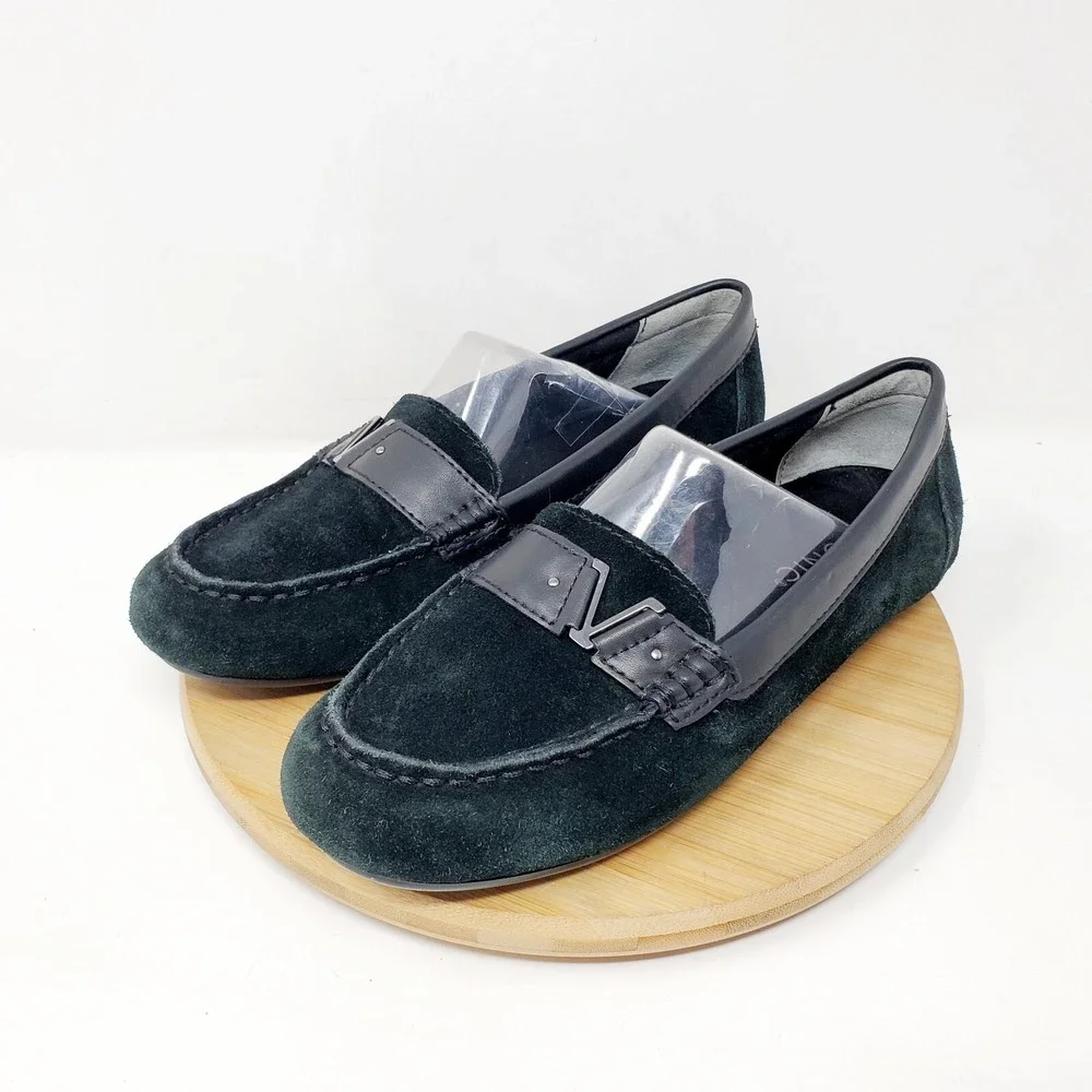 Vionic Hilo Loafer Womens 7 Flats Black Suede Leather Slip‎ On Shoes Honor